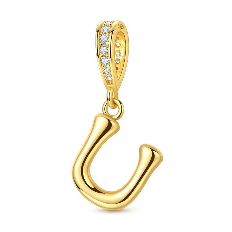 Inicial U oro charm