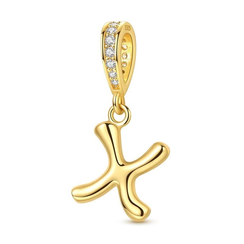Inicial X oro charm