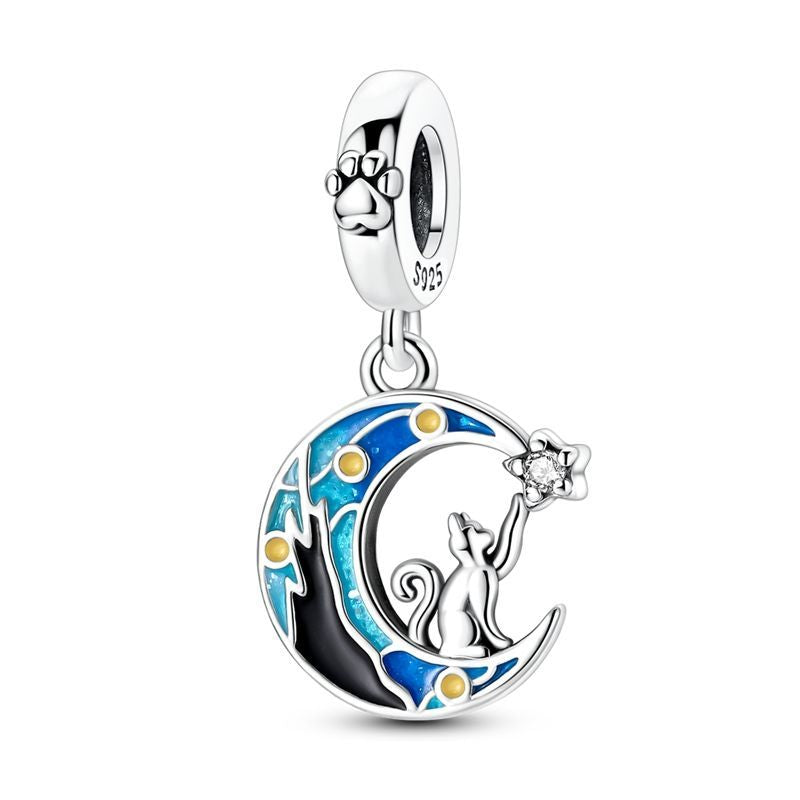 Gato luna estrellada luminoso