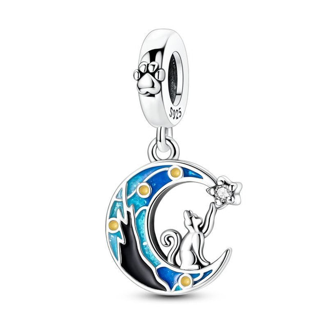 Gato luna estrellada luminoso