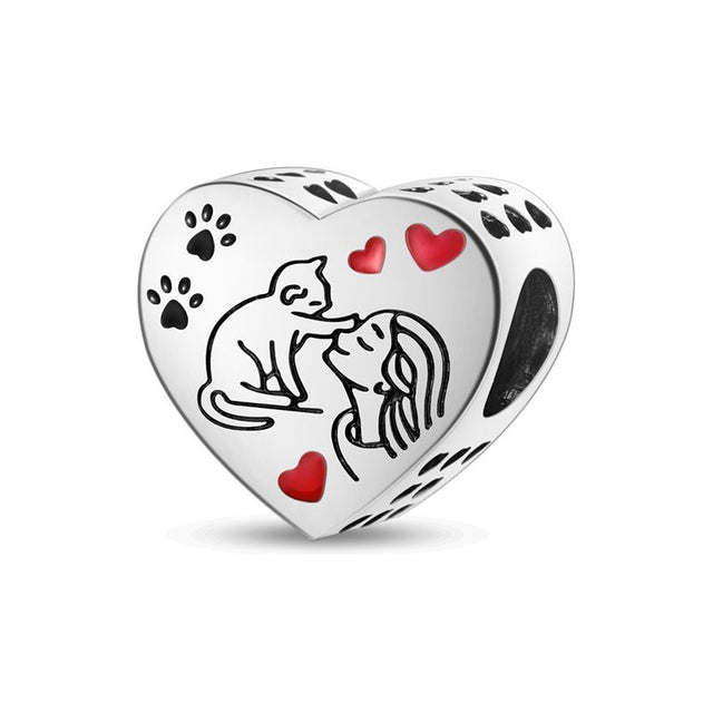 Niña y gato corazón