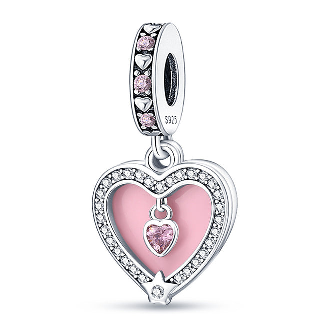 Corazón esmalte rosa dúo
