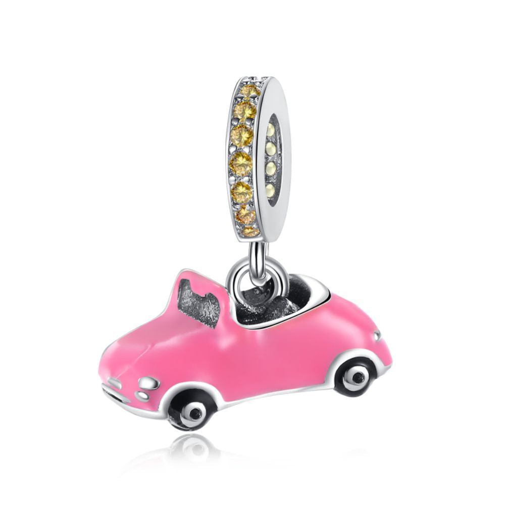 Auto de bodas rosa